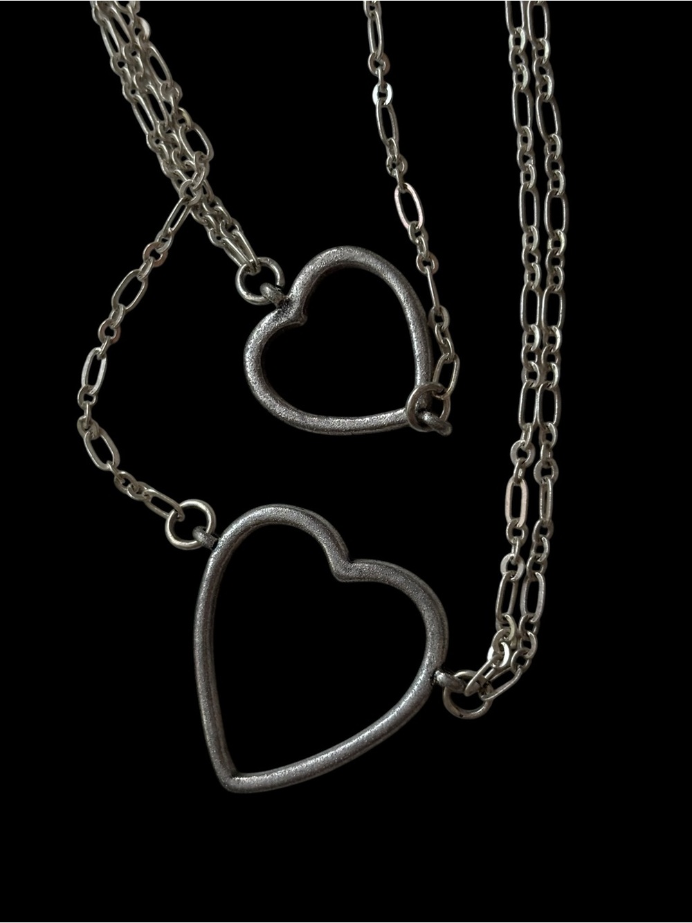 Sterling Silver Open Heart Pendant Necklace - untested signed